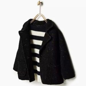 Zara girls black wool mix sherpa jacket